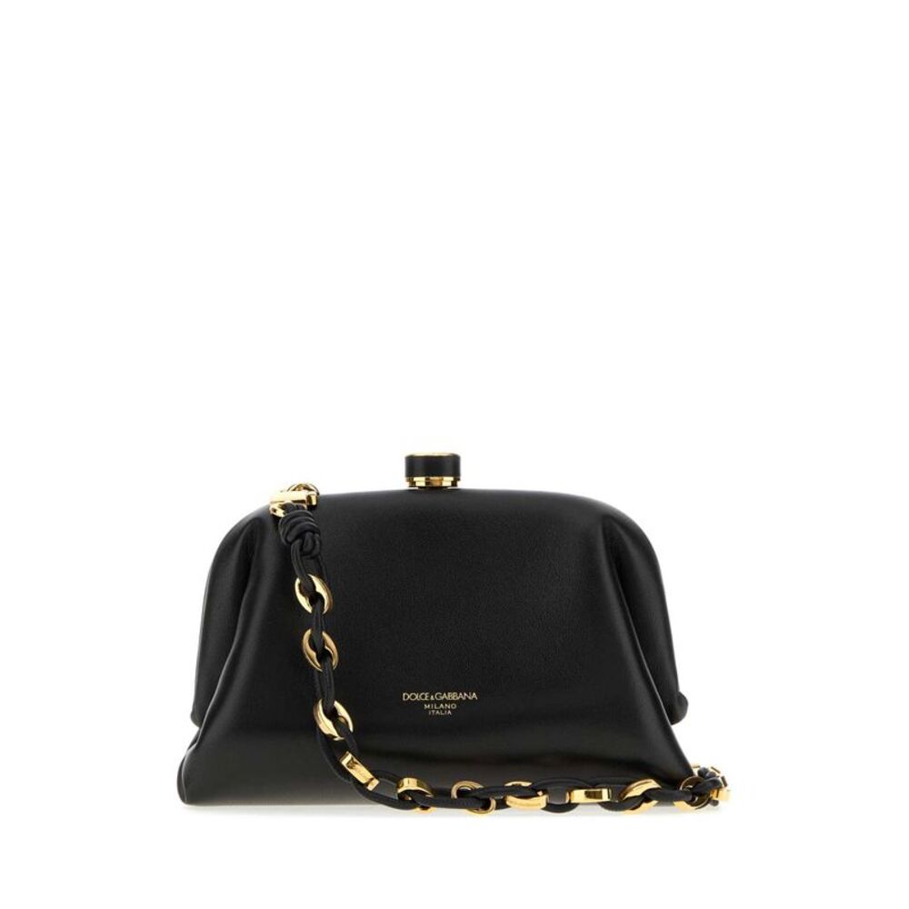 Dolce & Gabbana Women Black Mini Nappa Leather Grandma Clutch